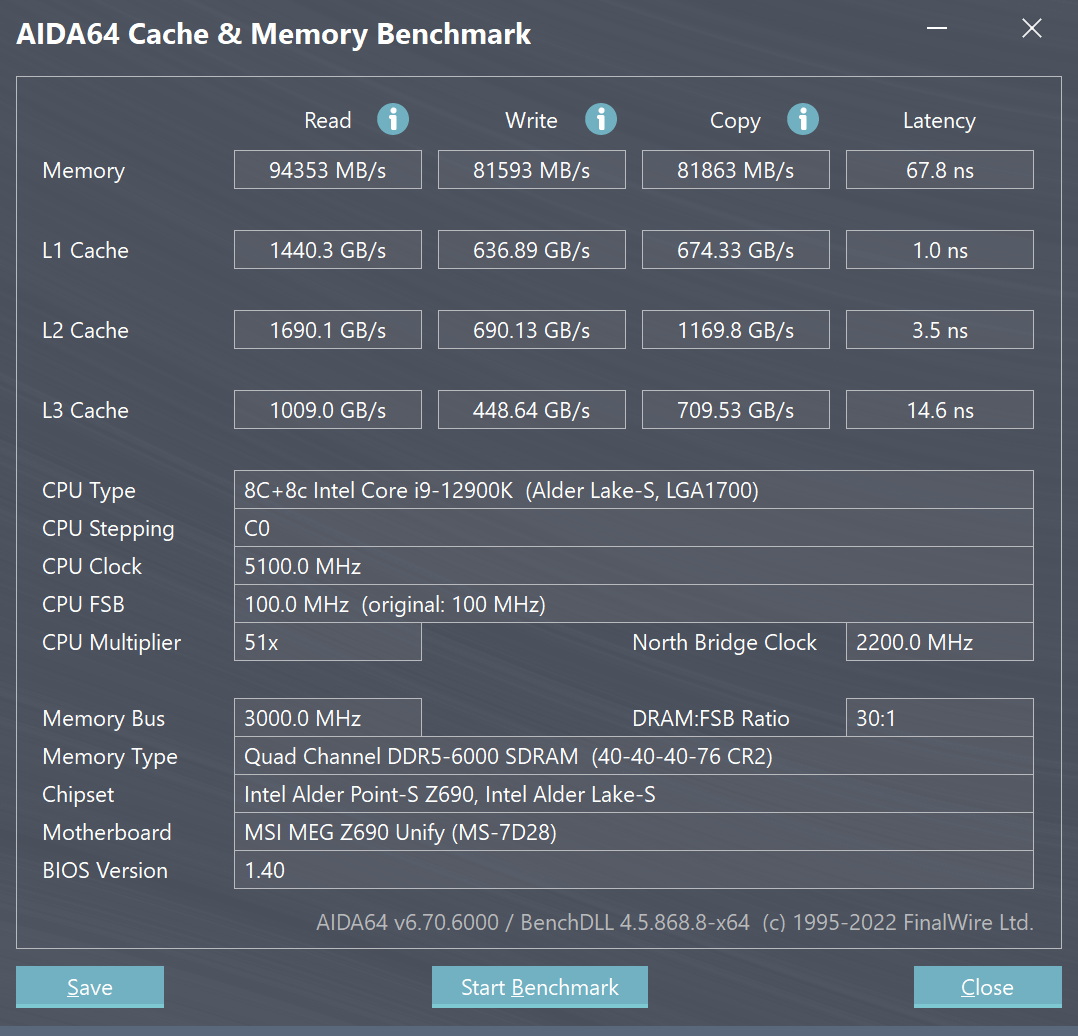 aida64 XPG Caster ddr5