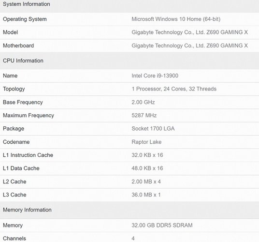 مشخصات پردازنده ضریب بسته اینتل Core i9-13900
