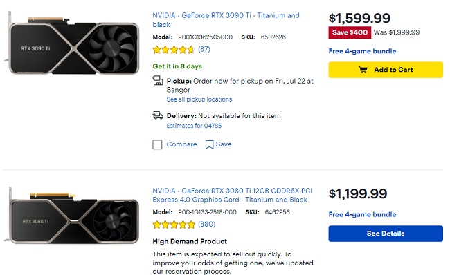 کاهش قیمت کارت‌های گرافیک رده بالا سری RTX 30 انویدیا