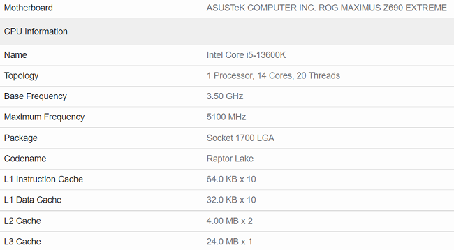 بنچمارک Core i5-13600K