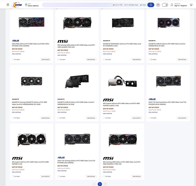 اتمام موجودی GeForce RTX 4090 انویدیا