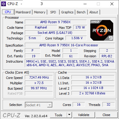 اورکلاک  Ryzen 9 7950X