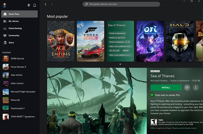 نمایش نحوه اجرای بازی ها برنامه Xbox جدید