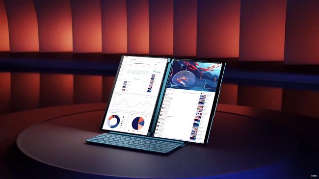 قابلیت چرخش نمایشگر لپ تاپ Yoga Book 9i