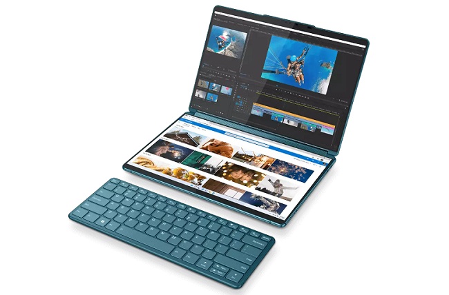 طراحی لپ تاپ Yoga Book 9i با دو نمایشگر مجزا