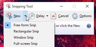 برنامه snippingtool برای اسکرین شات گرفتن