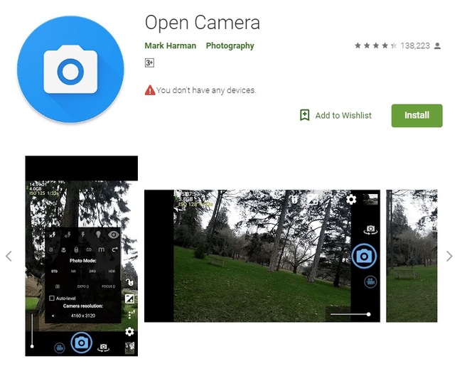 اپلیکیشن Open camera دانلود برنامه دوربین گوشی شیائومی