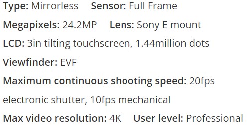 مشخصات دوربین عکاسی Sony A9 Mark II - بهترین دوربین عکاسی تا 20 میلیون
