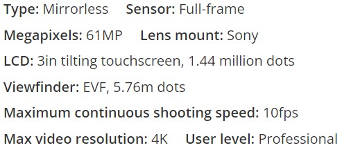 مشخصات دوربین عکاسی Sony A7R IV - دوربین مناسب عکاسی