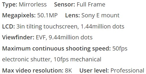 مشخصات دوربین عکاسی Sony A1 - بهترین دوربین عکاسی حرفه ای جهان