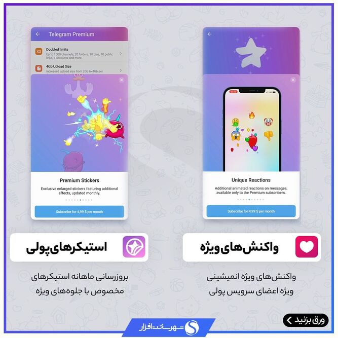 انبوه استیکرهای انحصاری در سرویس تلگرام پریمیوم