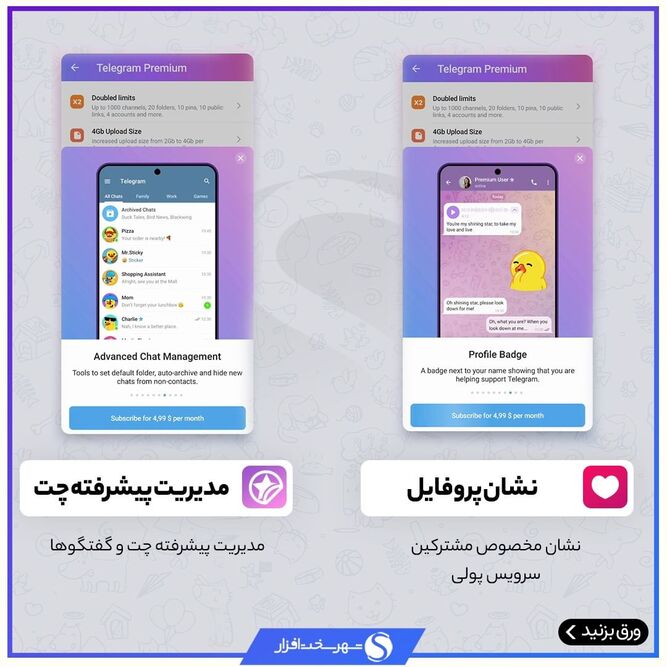 ستاره‌دار شدن کاربران تلگرام پرمیوم