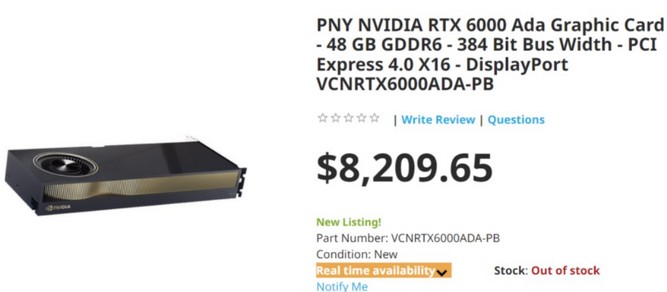 کارت گرافیک RTX 6000 به 48 گیگابایت حافظه گرافیکی مجهز شده