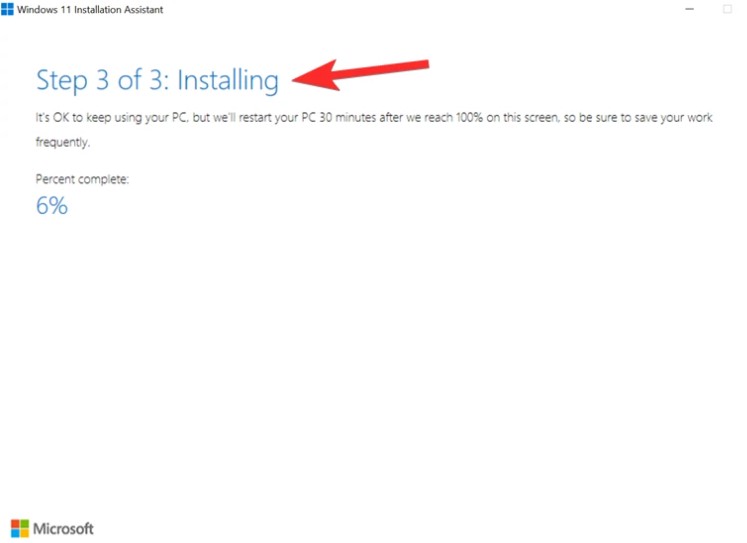 مرحله آخر راهنمای تبدیل ویندوز 10 به 11 با دانلود Installation Assistant