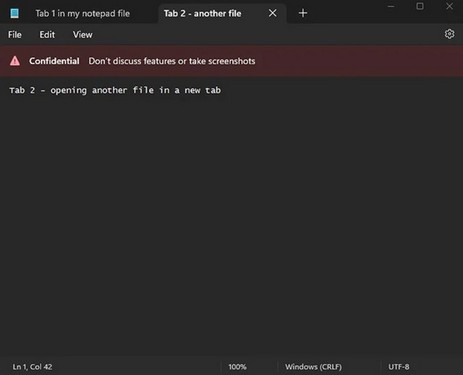 پشتیبانی از قابلیت Tabها در برنامه Notepad