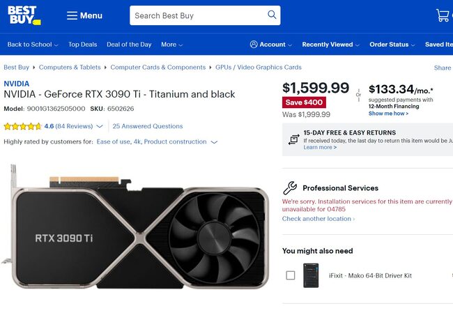 کاهش قیمت RTX 3090 TI