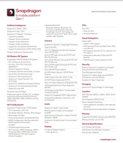 لیست مشخصات تراشه snapdragon 6 gen 1