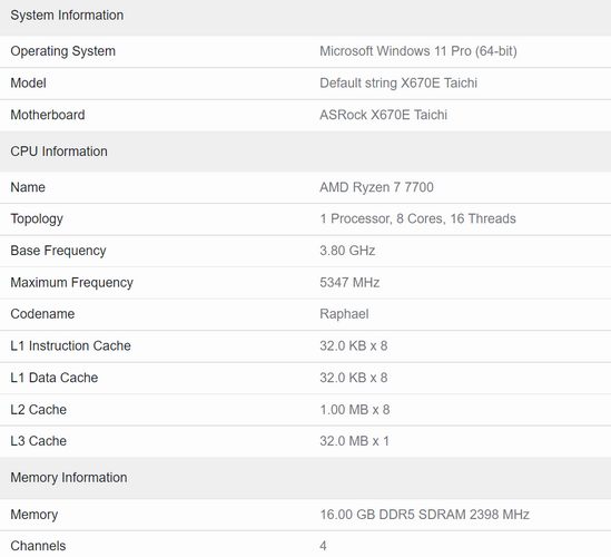 مشخصات پردازنده ryzen 7 7700