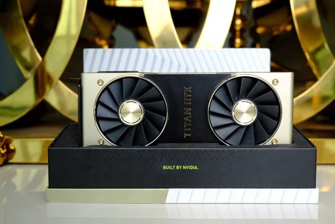 کارت گرافیک rtx titan روی جعبه