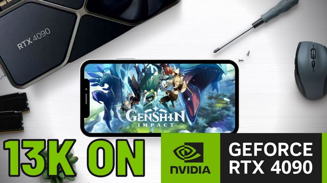 اجرای بازی Genshin روی موبایل در کنار کارت گرافیک rtx 4090