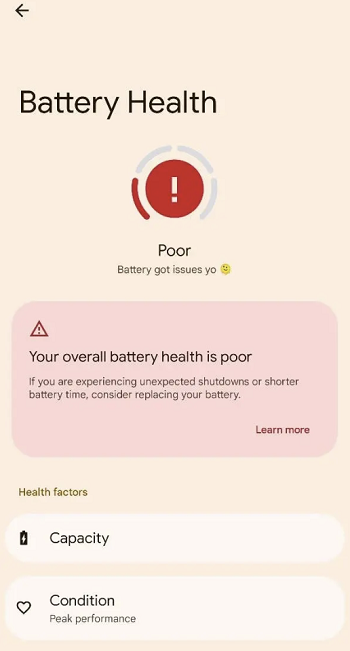 Android-13 Battrey Health Check امکان بررسی وضعیت سلامت باتری در اندروید 13