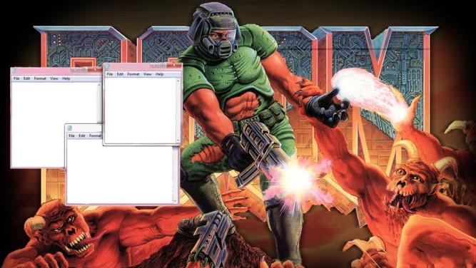 اجرای بازی دوم Doom روی نرم‌افزار نوت پد Notepad