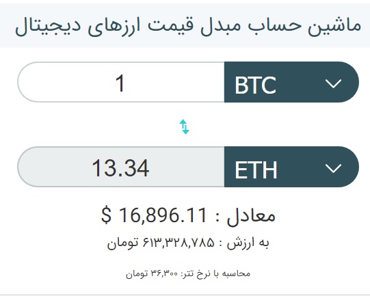 ماشین حساب آنلاین ارز دیجیتال