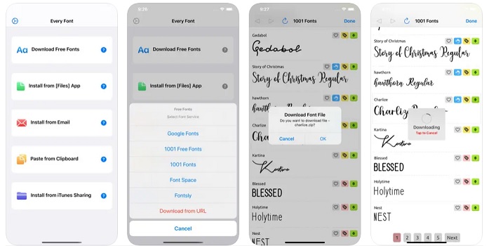 دانلود فونت فارسی آیفون برای اینشات با استفاده از نرم‌افزار EveryFont iOS