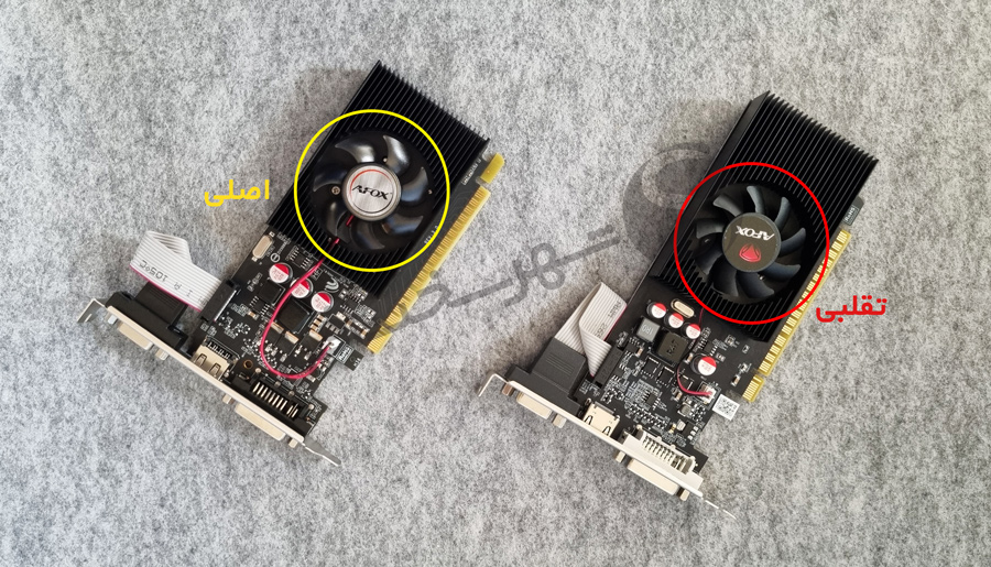 مقایسه فن های afox gt730 fake vs original