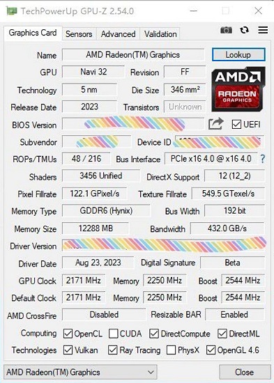 مشخصات  کارت گرافیک Radeon RX 7700 XT