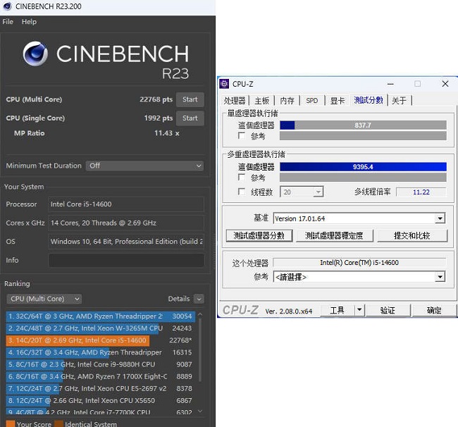 امتیاز Core i5-14600 معمولی با i5-14600K