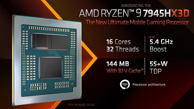 مشخصات پردازنده Ryzen 9 7945HX3D 
