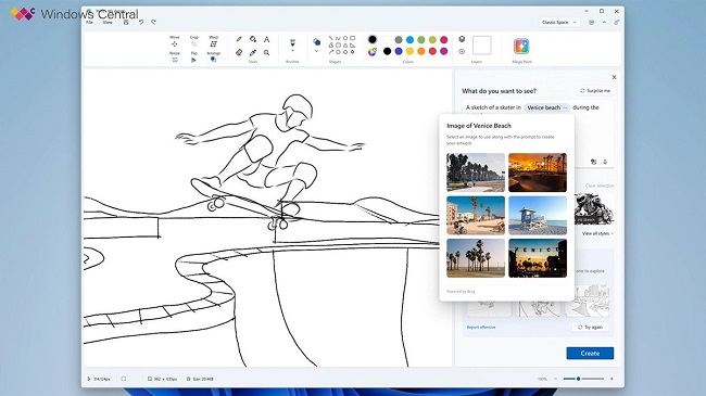 هوش مصنوعی برنامه Paint ویندوز 11