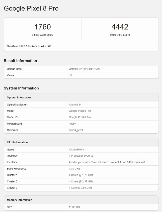 بنچمارک تراشه Tensor G3