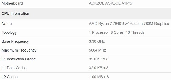  مشخصات کنسول دستی aokzoe