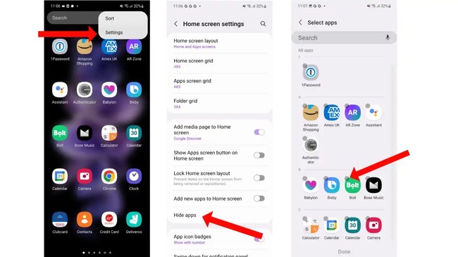 مخفي كردن برنامه ها در سامسونگ
