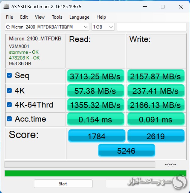 بررسی لپ تاپ msi katana 15 as-ssd