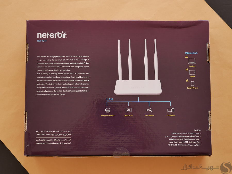 پشت جعبه مودم NW-431F نتربیت