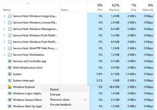 File Explorer را مجددا راه اندازی کنید