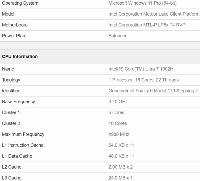 عرضه پردازنده Core Ultra 7 165H اینتل