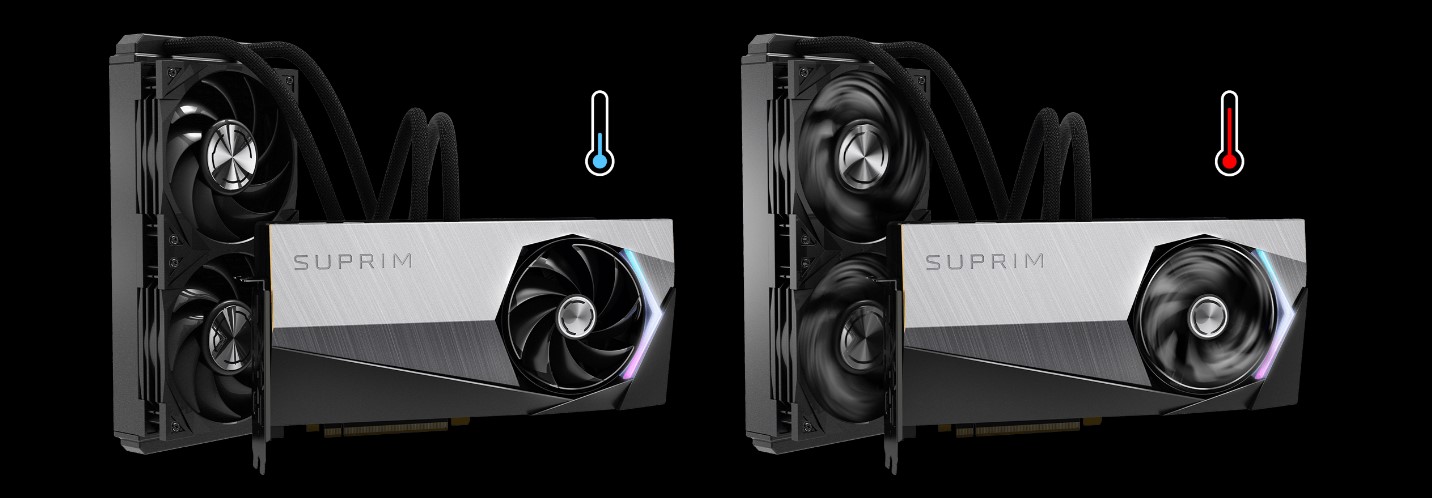 خاموش شدن فن کارت گرافیک RTX 4090 Suprim Liquid X 24G در حالت idle