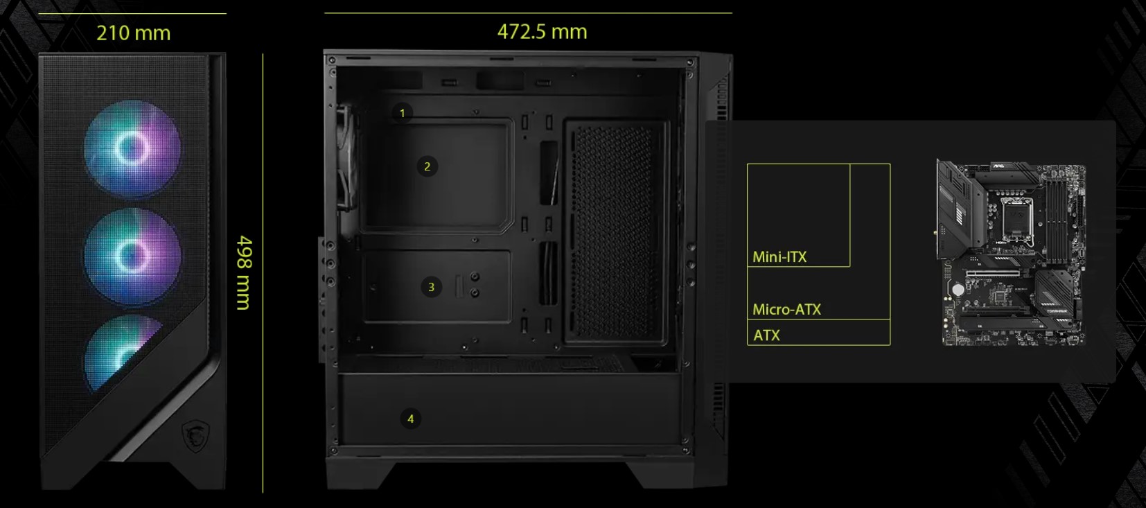 ابعاد کیس MAG FORGE 320R AIRFLOW