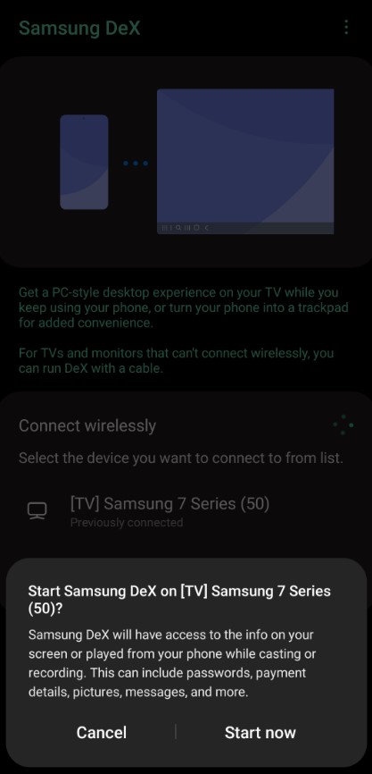 قابلیت  Wireless DeX