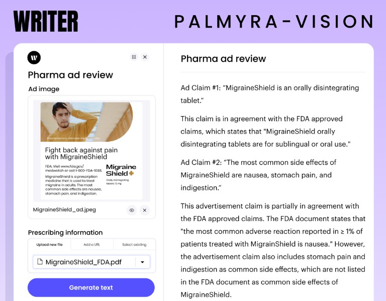 هوش مصنوعی Palmyra Vision از شرکت Writer