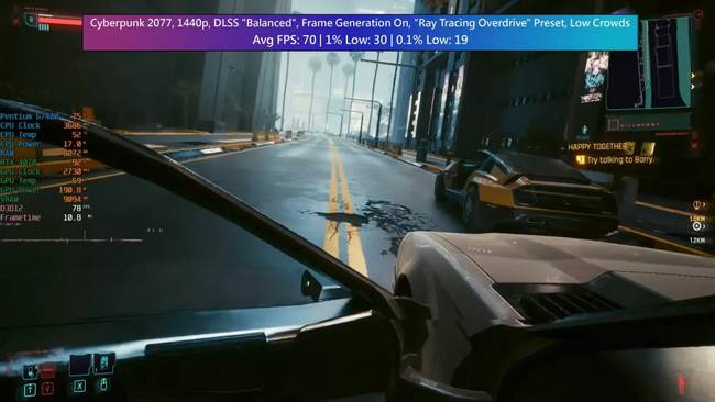 بازی سایبرپانک با RTX 4070 و پنتیوم
