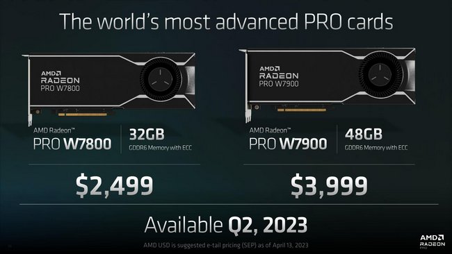 کارت گرافیک radeon pro w7900 و w7800