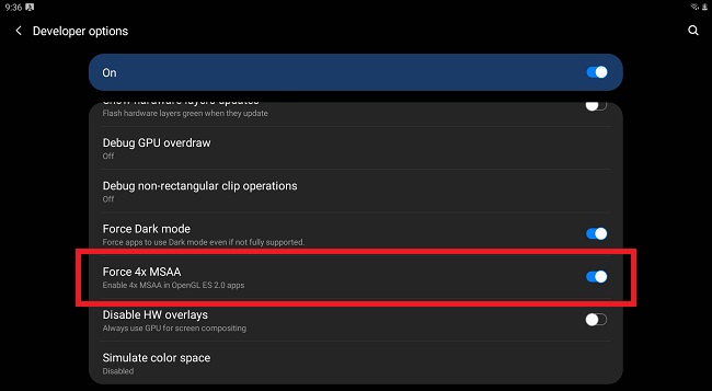 قابلیت Force 4X برای بالا بردن سرعت اجرای بازی در اندروید