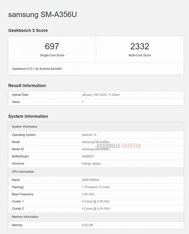 گوشی Galaxy A35 سامسونگ با پردازنده اگزینوس 1380