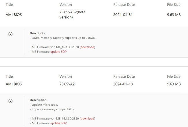 پشتیبانی مستقیم از 256 گیگابایت رم در مادربردهای MSI