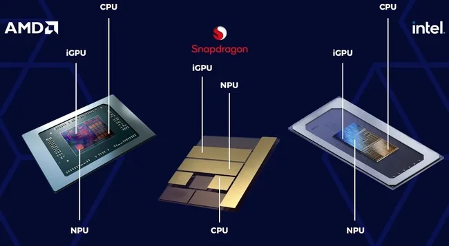 در APUهای جدید لپتاپ از هر دو شتاب‌دهنده GPU و  NPU در کنار CPU استفاده می‌شود